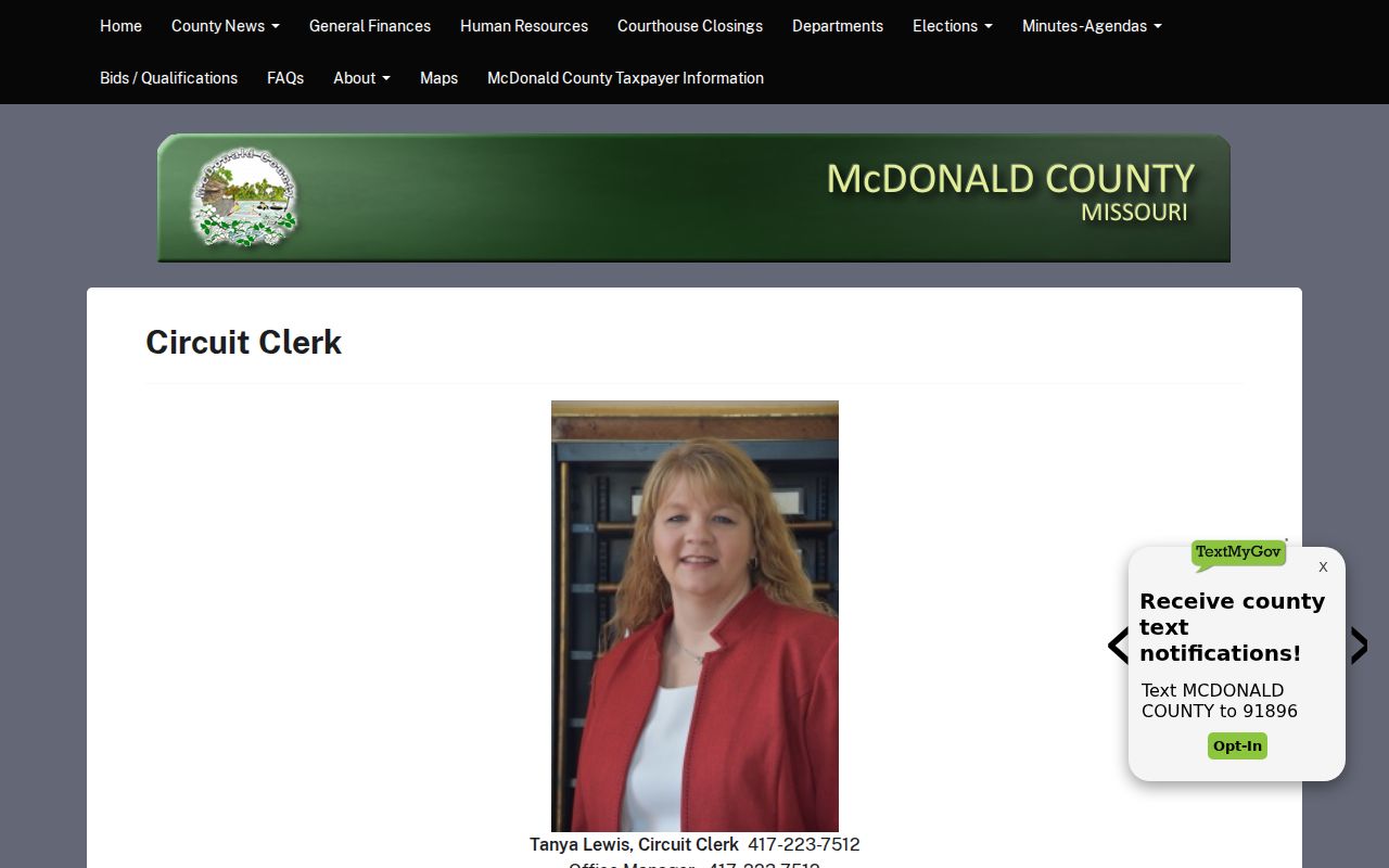 McDonald County Circuit Clerk official page